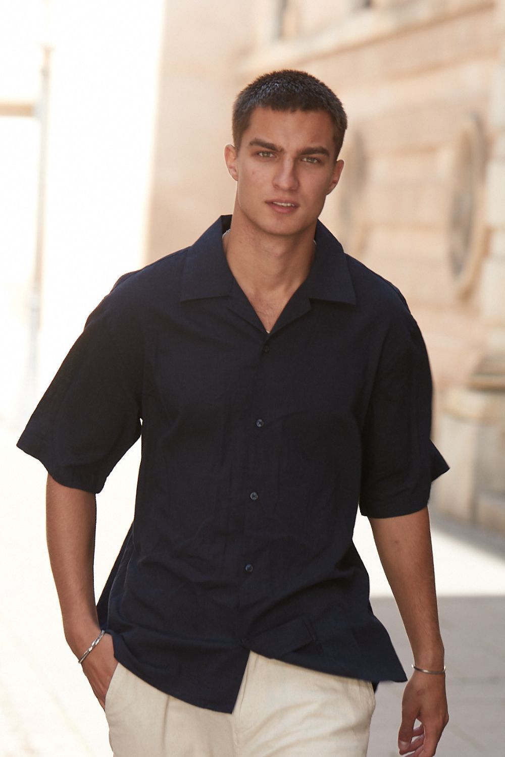 Kortærmet Hørskjorte Navy | Skagen-clothing.dk